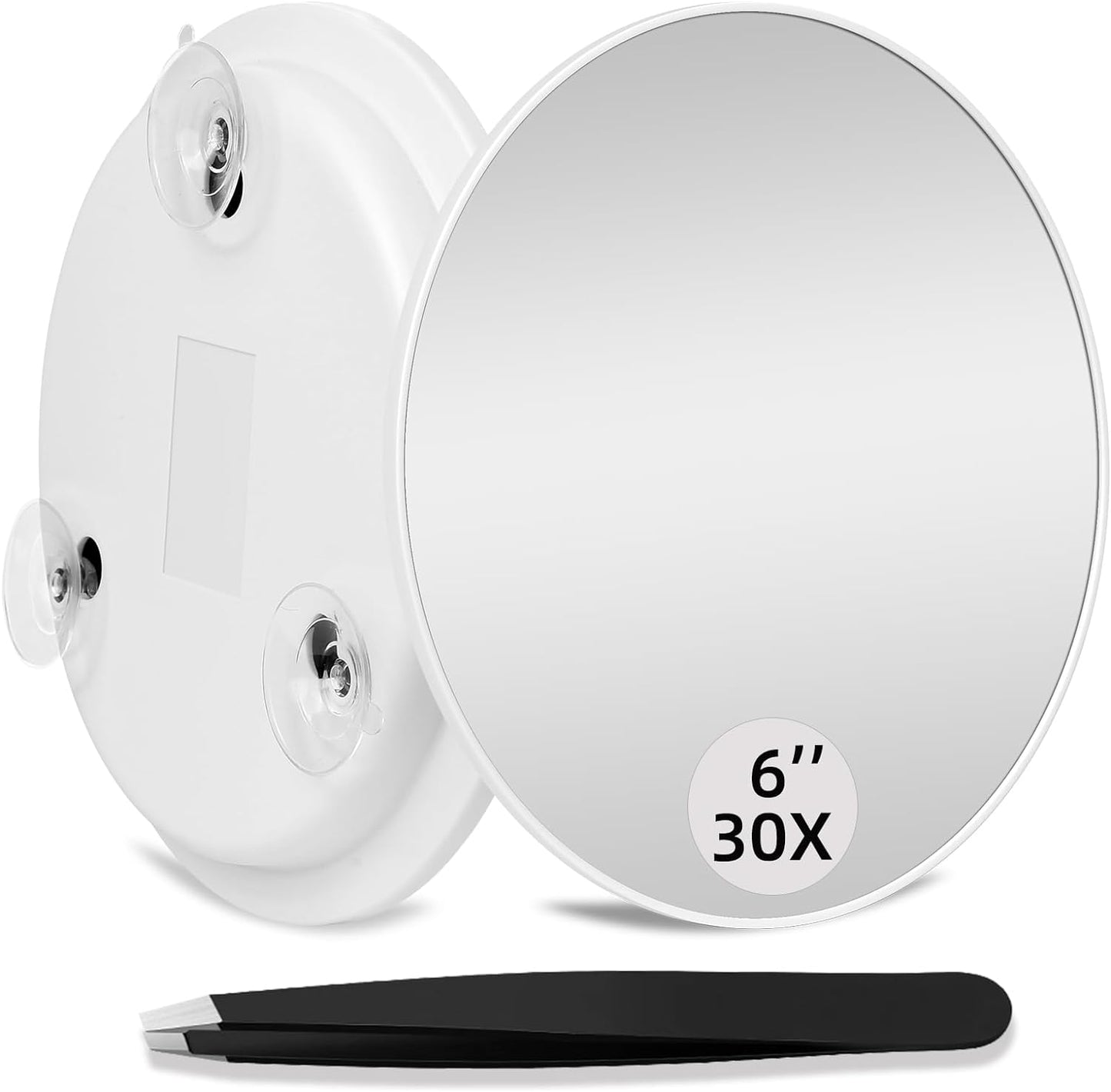 30X Magnifying Mirror, Round 30X High Magnification Mirror, Large Magnifying Mirror with 3 Suction Cups, 30x Makeup Magnifying Mirror with Tweezers, Travel Magnificaition 30X Handheld Magnified Mirror