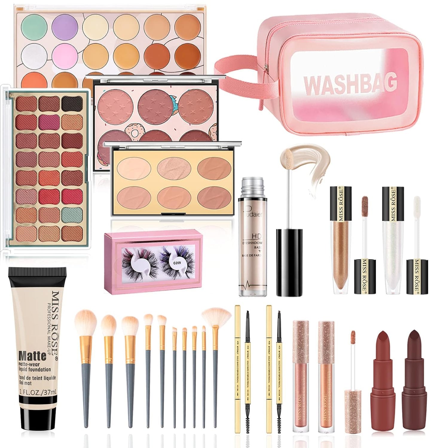 All In One Makeup Kit, Makeup Kit for Women Full Kit,Makeup Essential Starter Kit for Women Beginners and Professionals,Makeup Gift Set Include Eyeshadow Palette Eyebrow Lipstick Makeup Brush Set