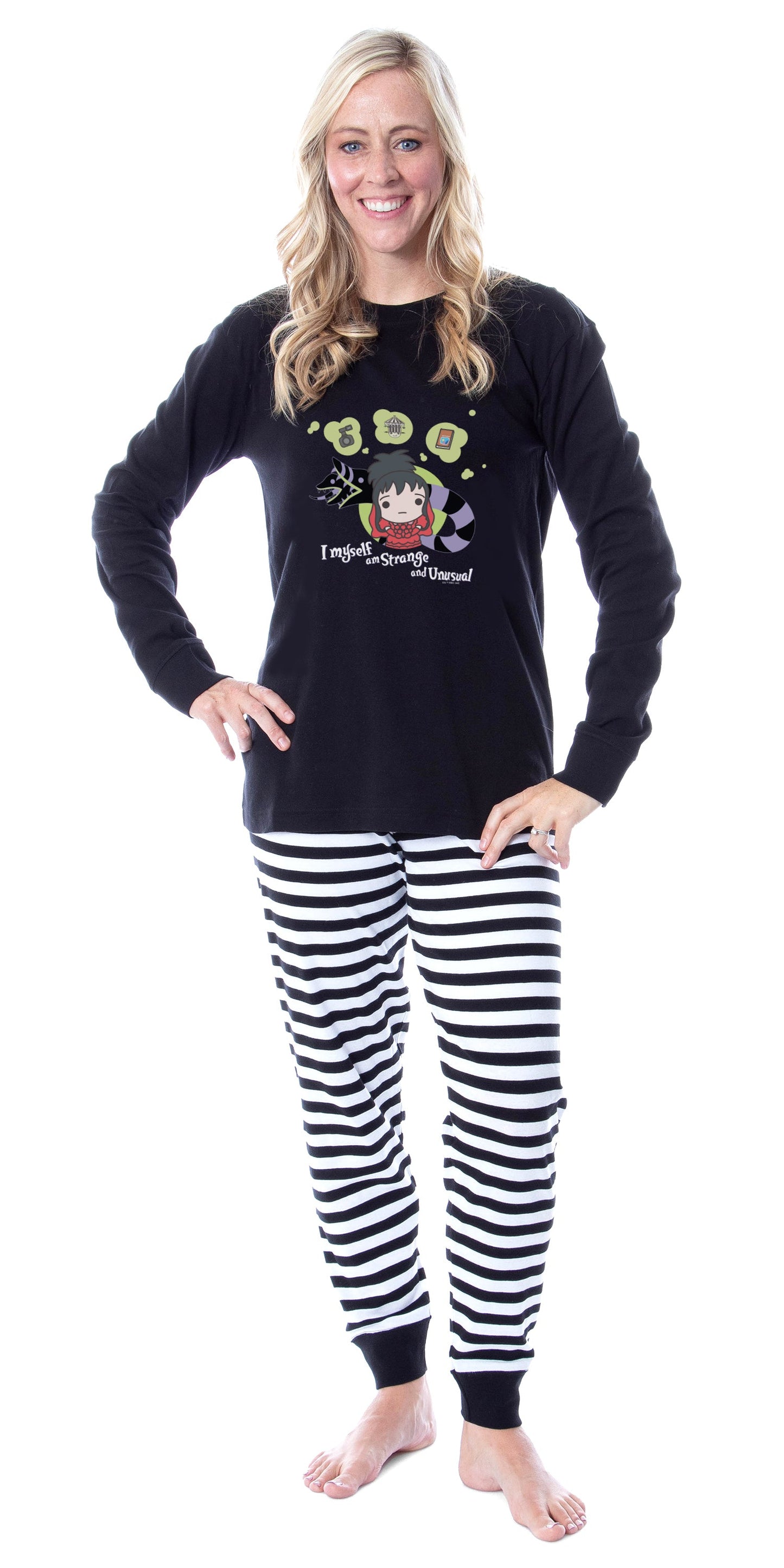 Beetlejuice Movie Film Chibi Lydia Deetz I Myself Am Strange And Unusual Adult Unisex Sleep Pajama Set