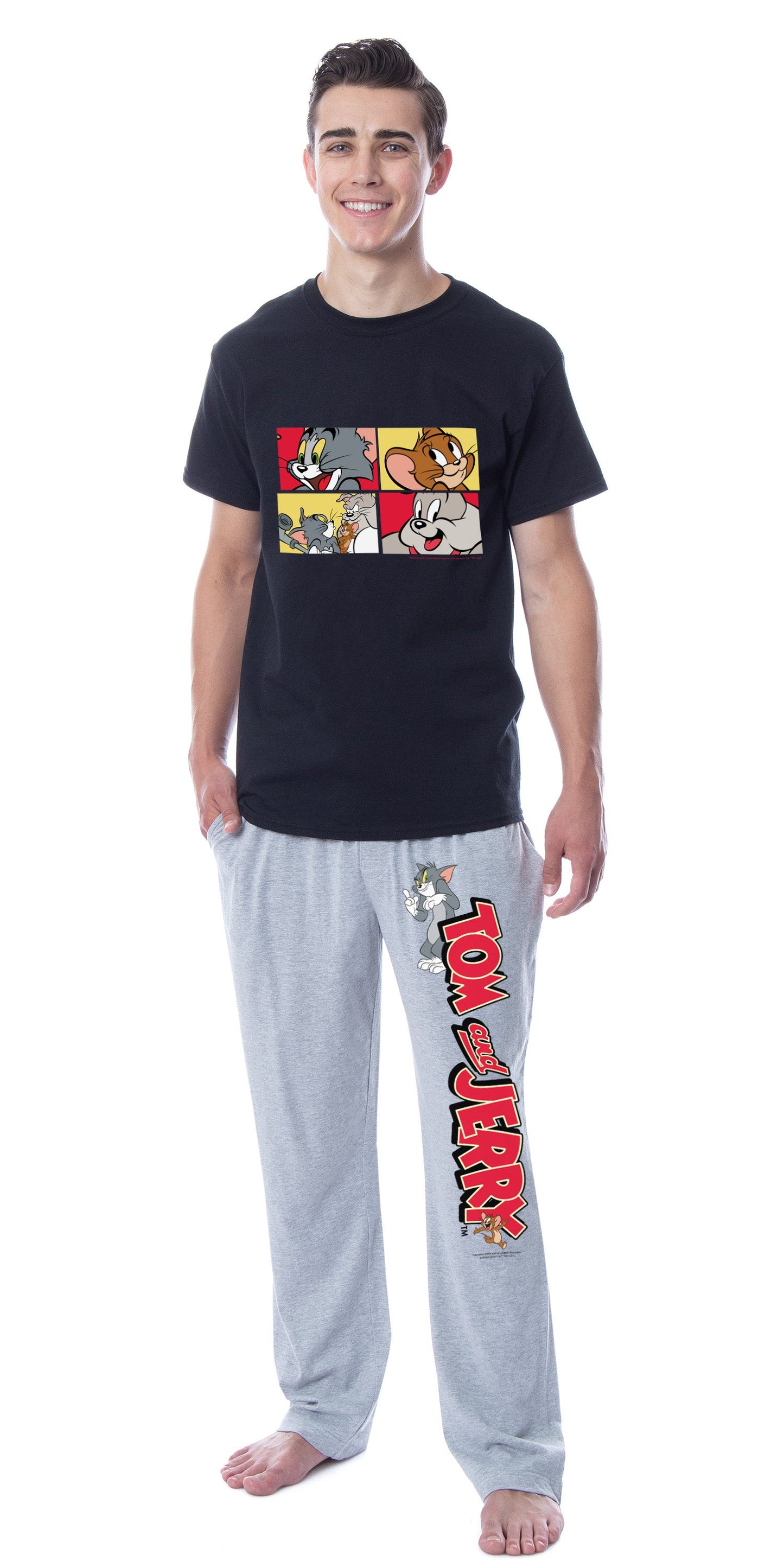 Tom And Jerry Men's Classic Characters Logo Sleep Pajama Set