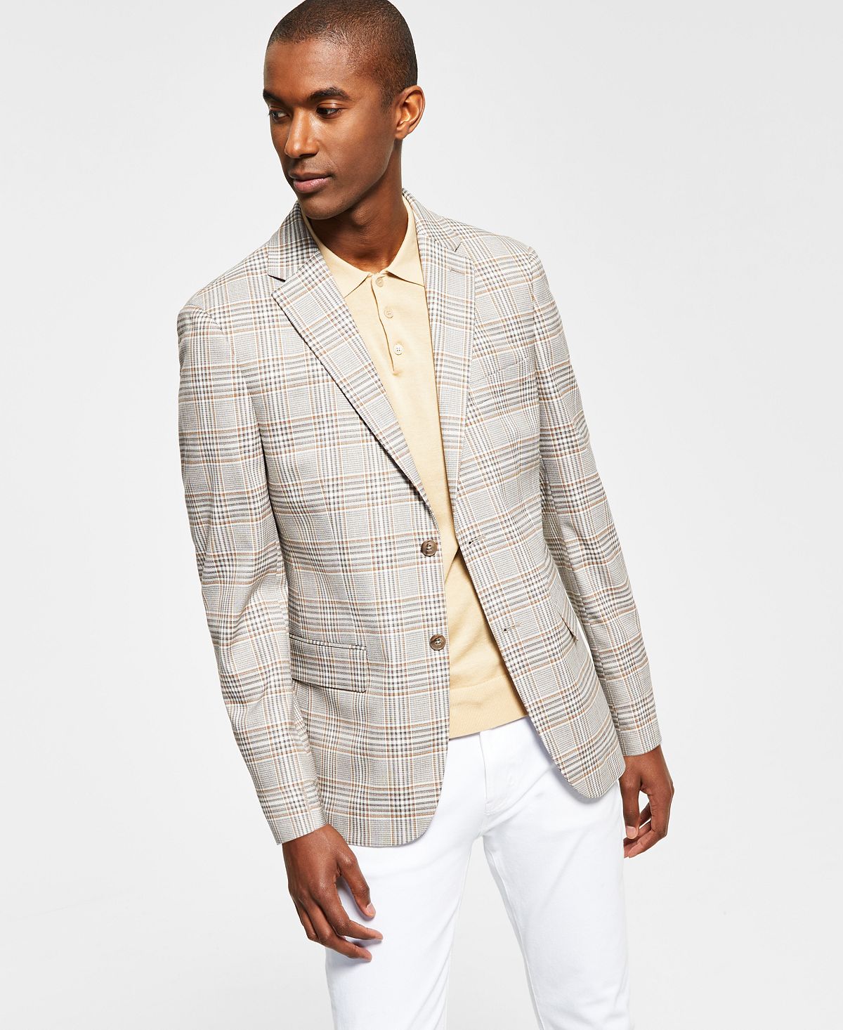 Tommy Hilfiger Modern-fit Brown/cream Plaid Blazer Brown/Cream