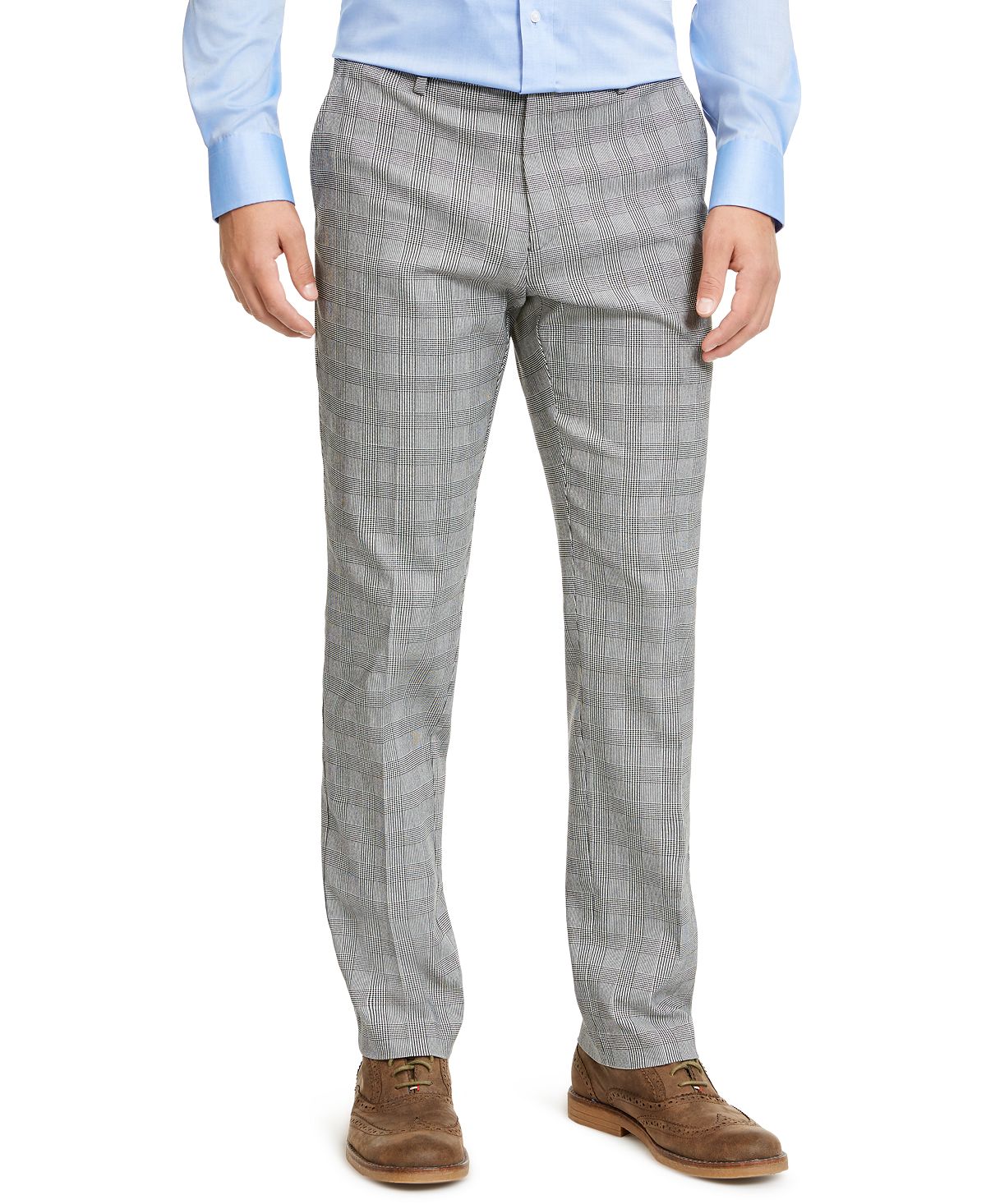 Tommy Hilfiger Plaid Th Flex Stretch Modern-fit Dress Pants White/Black
