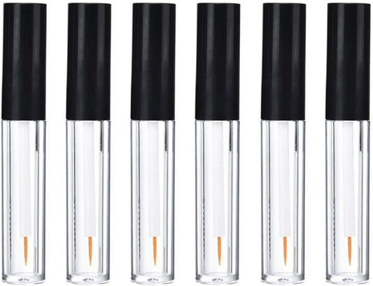6Pcs 4ml Eyeliner Vials Tube Empty Refillable Plastic Clear Mascara Tube Eyelashes Tube Eyeliner Bottle With Plug and Black Lid Portable Travel Eyelash Growth Oil Tube Container