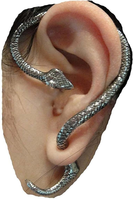 Yheakne Punk Snake Cuff Earrings Silver Snake Ear Climber Earrings Cartilage Ear Crawler Earrings Gothic Serpent Clip on Wrap Earrings Jewelry for Women and Teen Girls