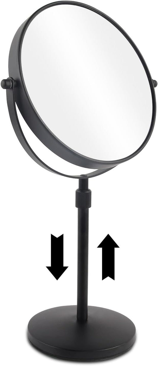 21 Inch Tall Makeup Mirror with 10X Magnification, 8 Inch Magnifying Mirror Tabletop with Pedestal, Height Adjustable Black (8 Inch, 10X)