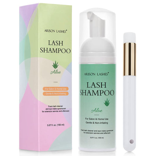 150ml Lash Shampoo for Lash Extensions Eyelash Extension Cleanser Natural Lash Extension Shampoo Arison Safe Eyelid Foaming Cleanser Makeup Remover, for Home and Salon Use