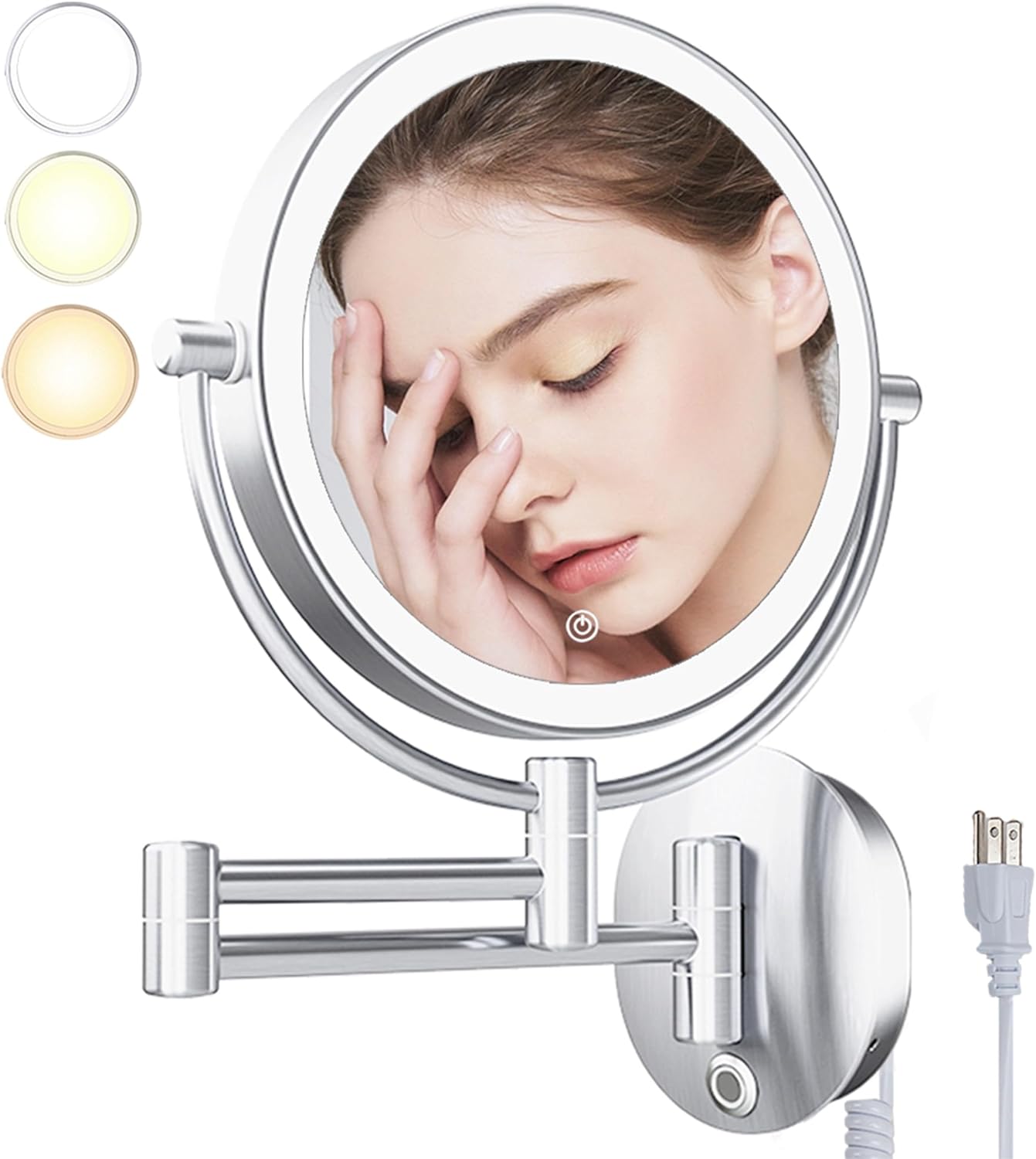 Wall Mounted Makeup Vanity Mirror with Lights, Bathroom Shaving Mirror with 10X Magnification Chrome(820B-N10XP).