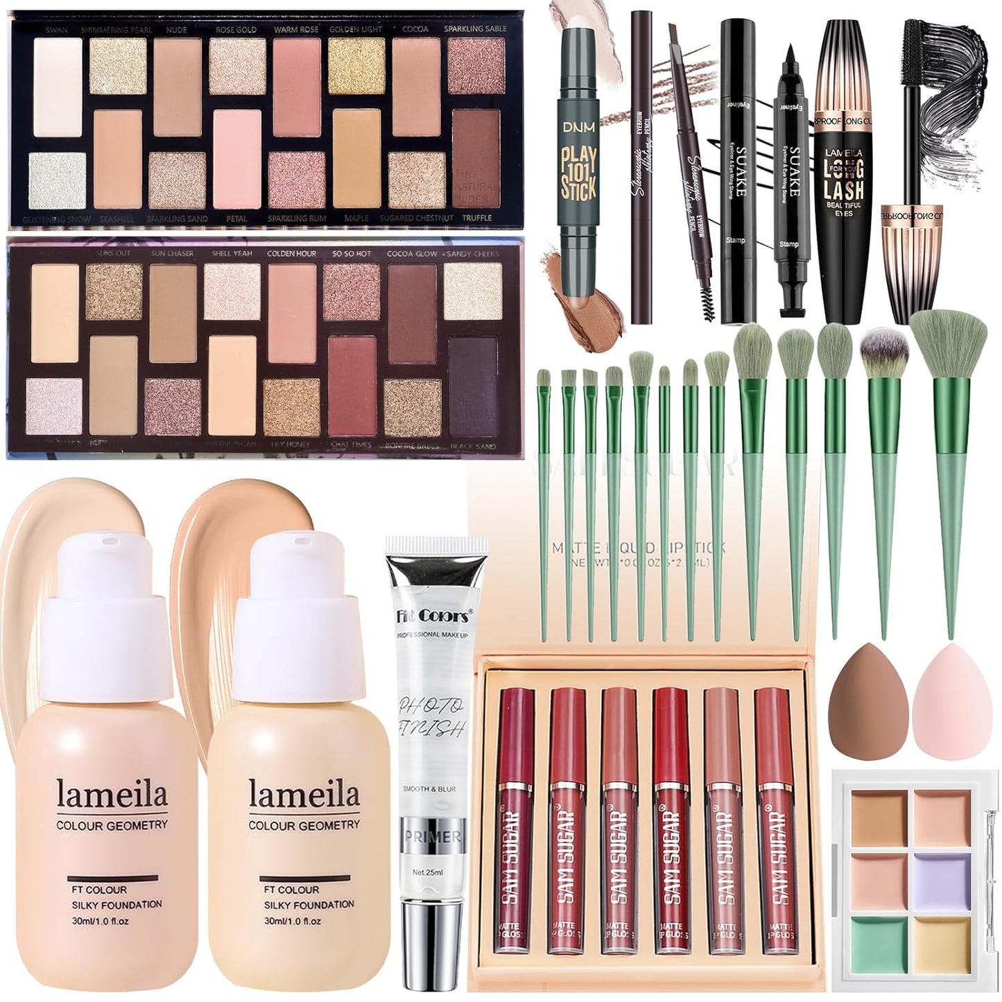 YBUETE All in One Makeup Kit for Women Girls Teens Full Kit, Makeup Gift Set, Eyeshadow, Foundation Primer, Lip Gloss Set Concealer Palette Counter Stick, Eyeliner Mascara Pencil, Brushes & Sponges