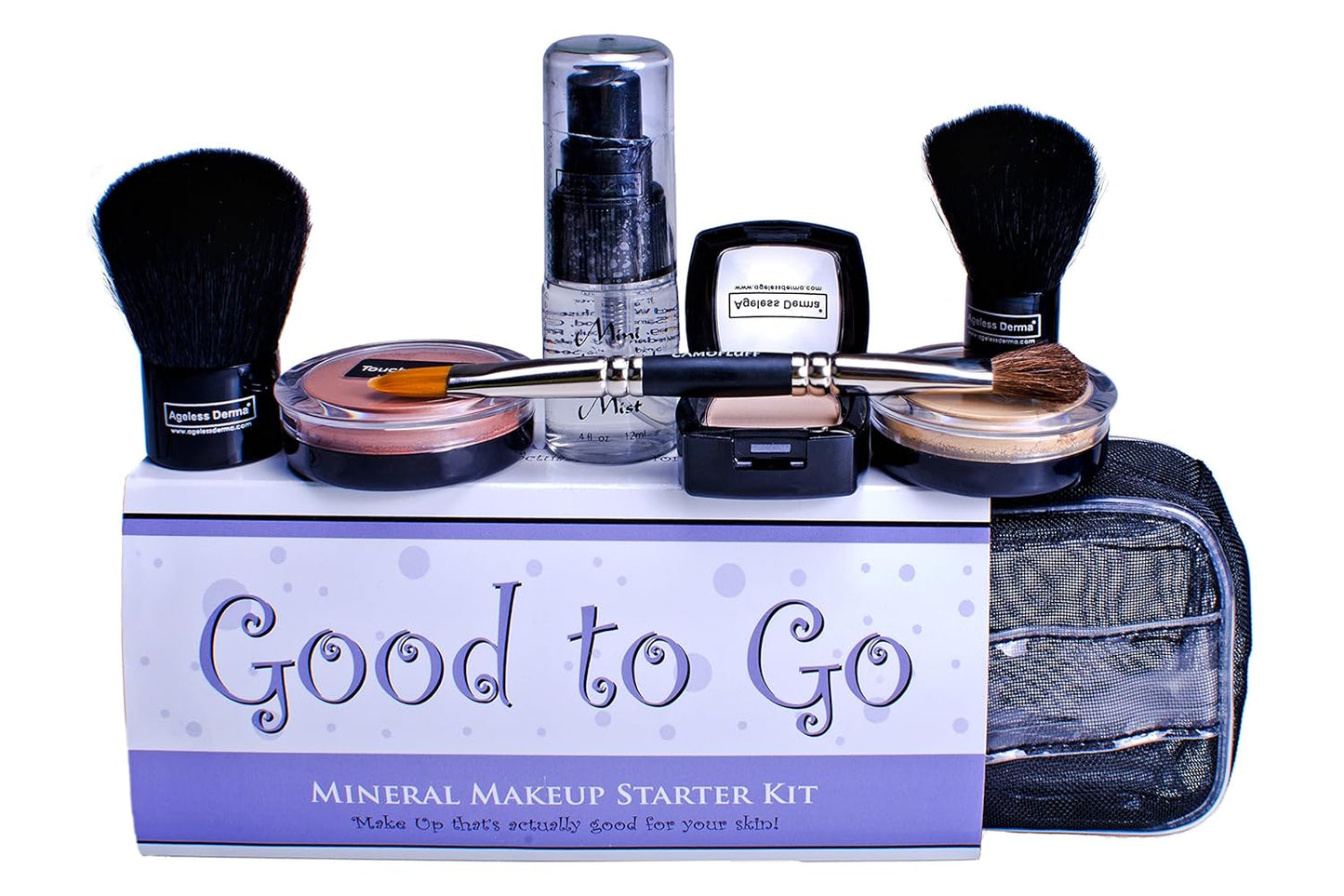 Ageless Derma Mineral Makeup set. A Natural Make up kit with Vitamins and Green Tea to make Your Skin Healthy and Flawless. Made in USA