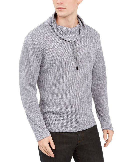 Alfani Funnel-neck Hooded Sweatshirt Blue Stone Heather