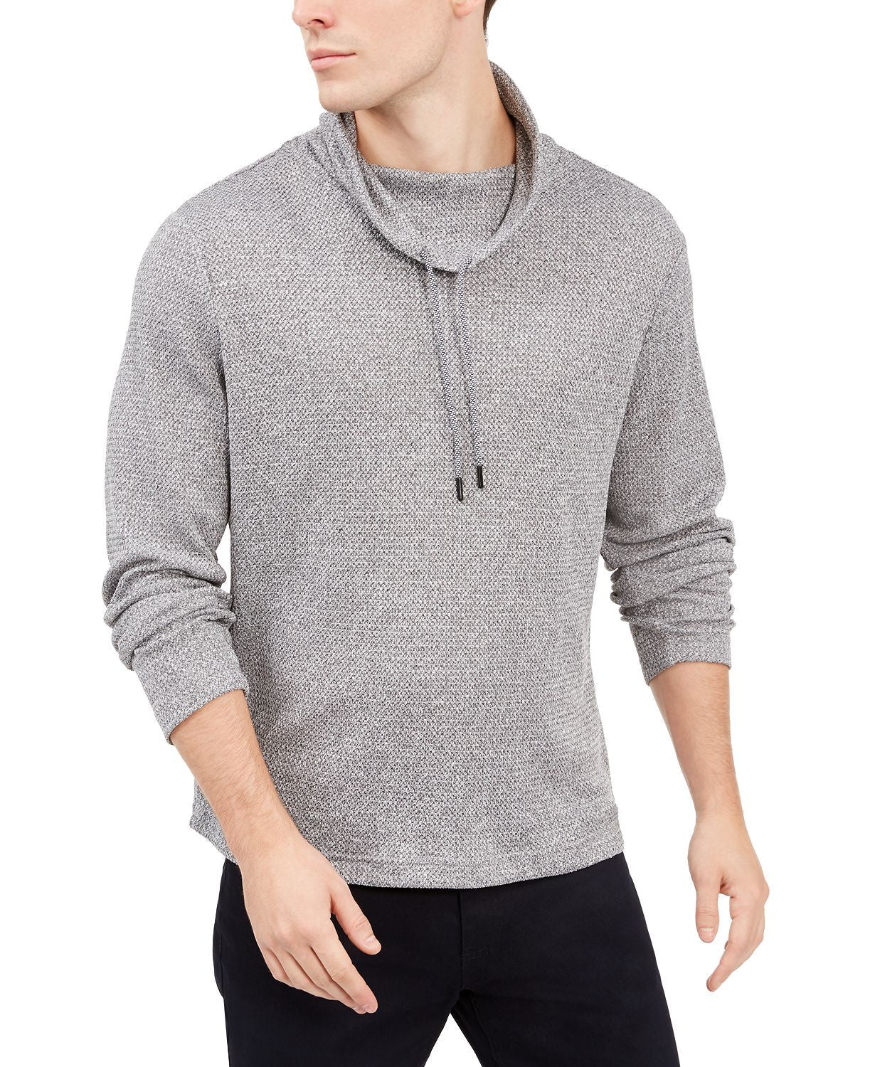 Alfani Funnel-neck Hooded Sweatshirt Deep Black Combo