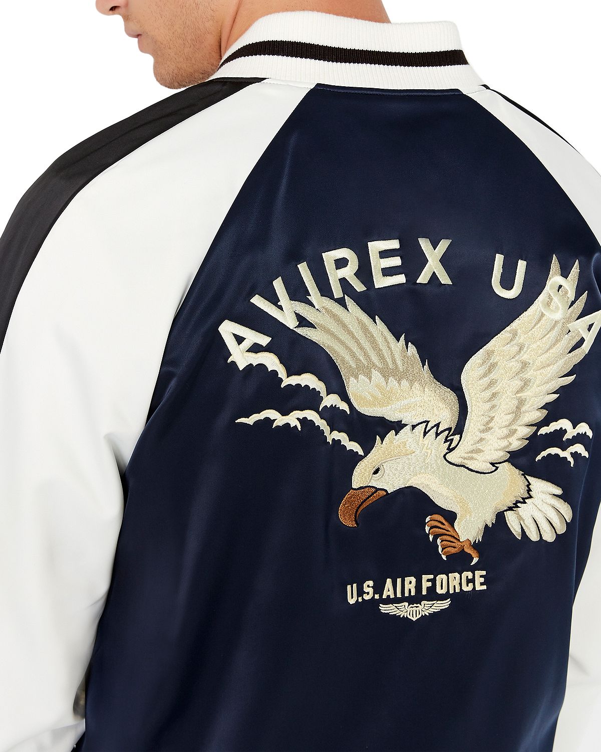Avirex Color-block Slim Fit Bomber Jacket Navy Blazer