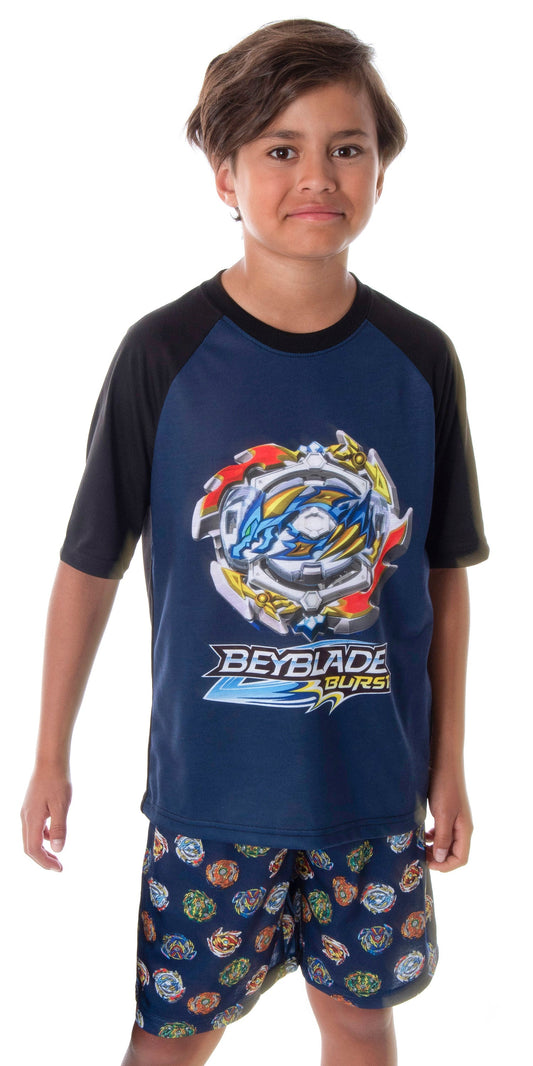 Beyblade Burst Boys' Spinner Tops 2 Piece Shorts And T-Shirt Sleepwear Kids Pajama Set