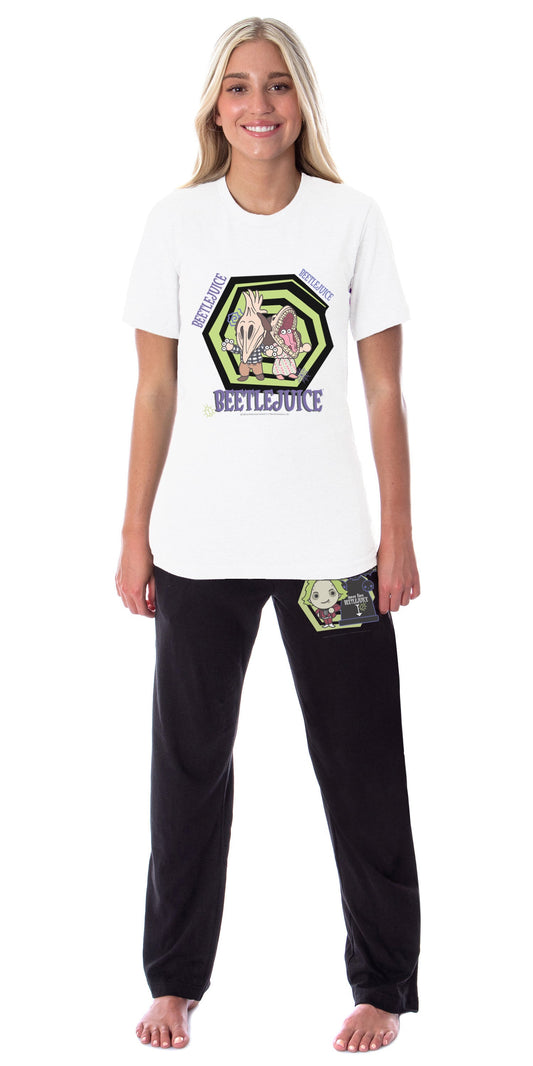 Beetlejuice Womens' Chibi Maitlands Sleep Pajama Set Shirt and Pants