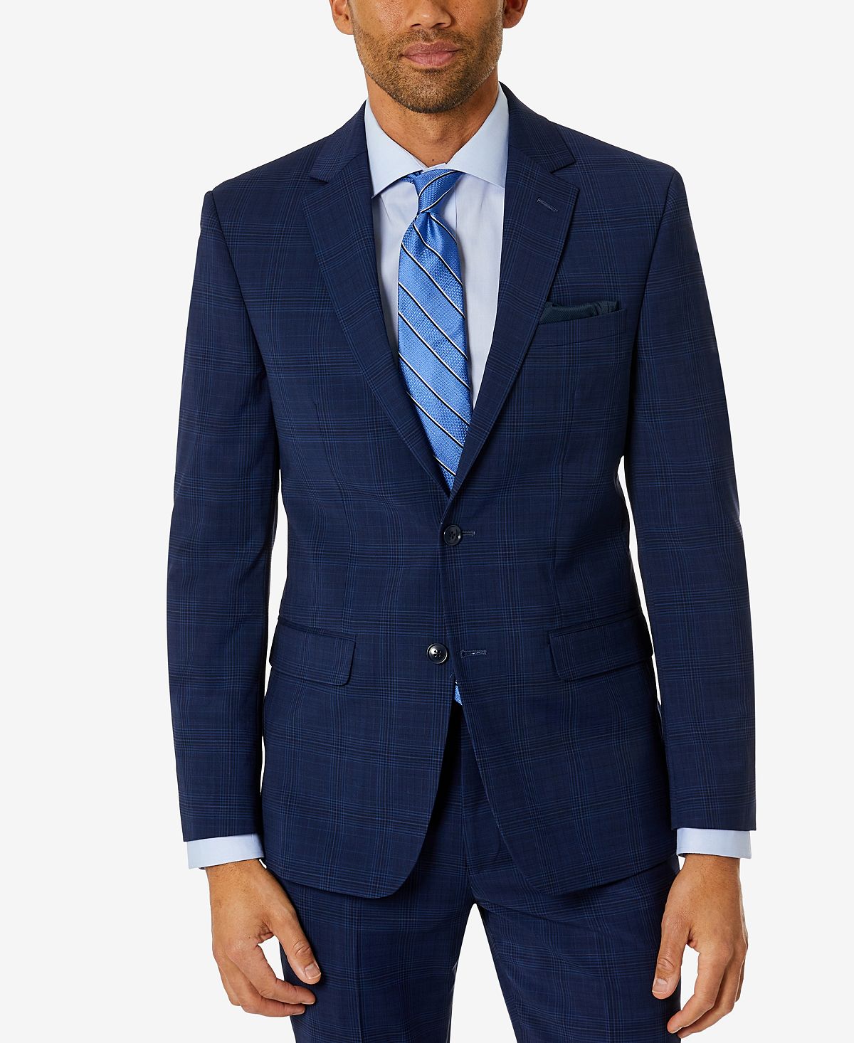 Bar Iii Skinny-fit Suit Separate Jacket Created For Blue Plaid