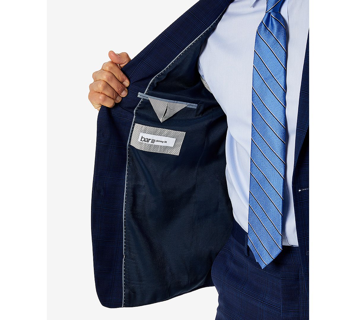 Bar Iii Skinny-fit Suit Separate Jacket Created For Blue Plaid