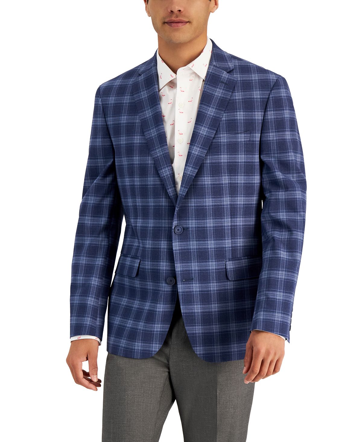 Bar Iii Slim-fit Patterned Blazer Grey/Blue