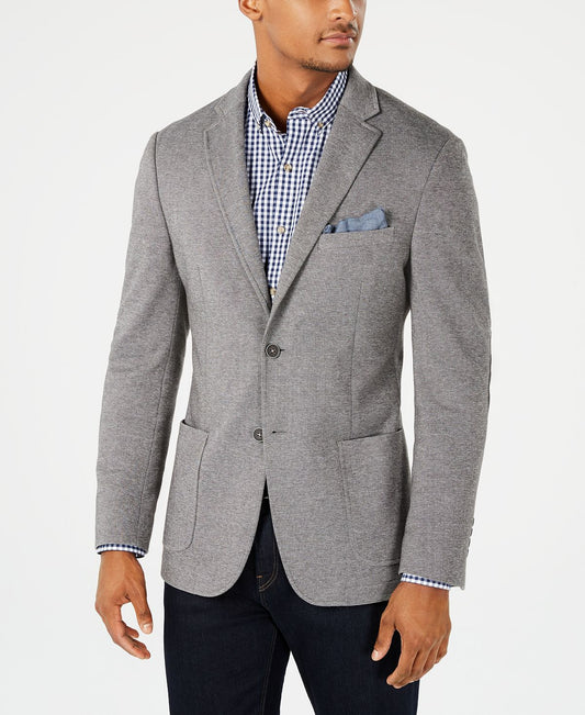 Bar Iii Slim-fit Stretch Gray Micro Grid Knit Sport Coat Grey