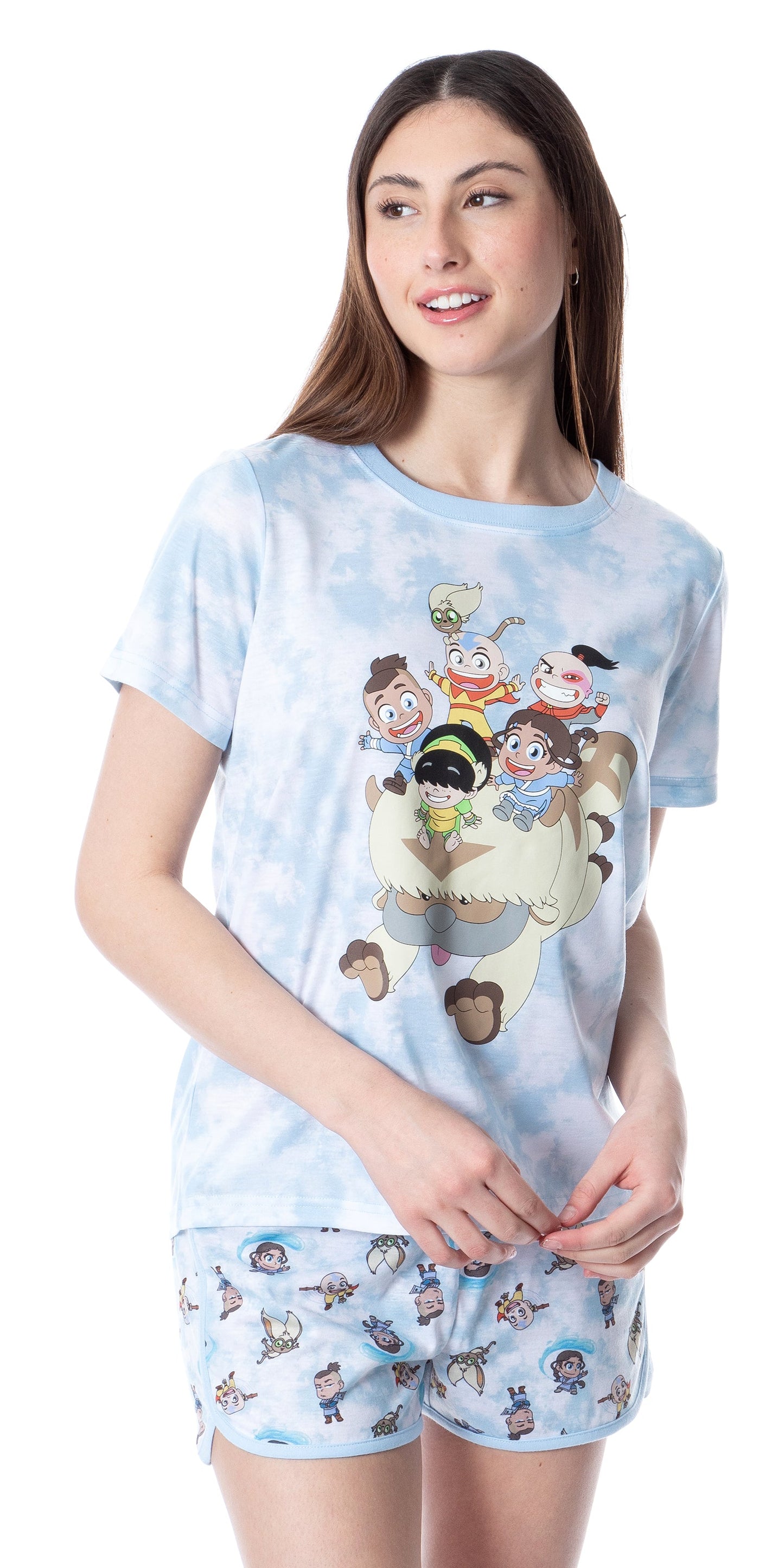 Women's Avatar The Last Airbender Chibi Tie-Dye Sleep Pajama Set Short