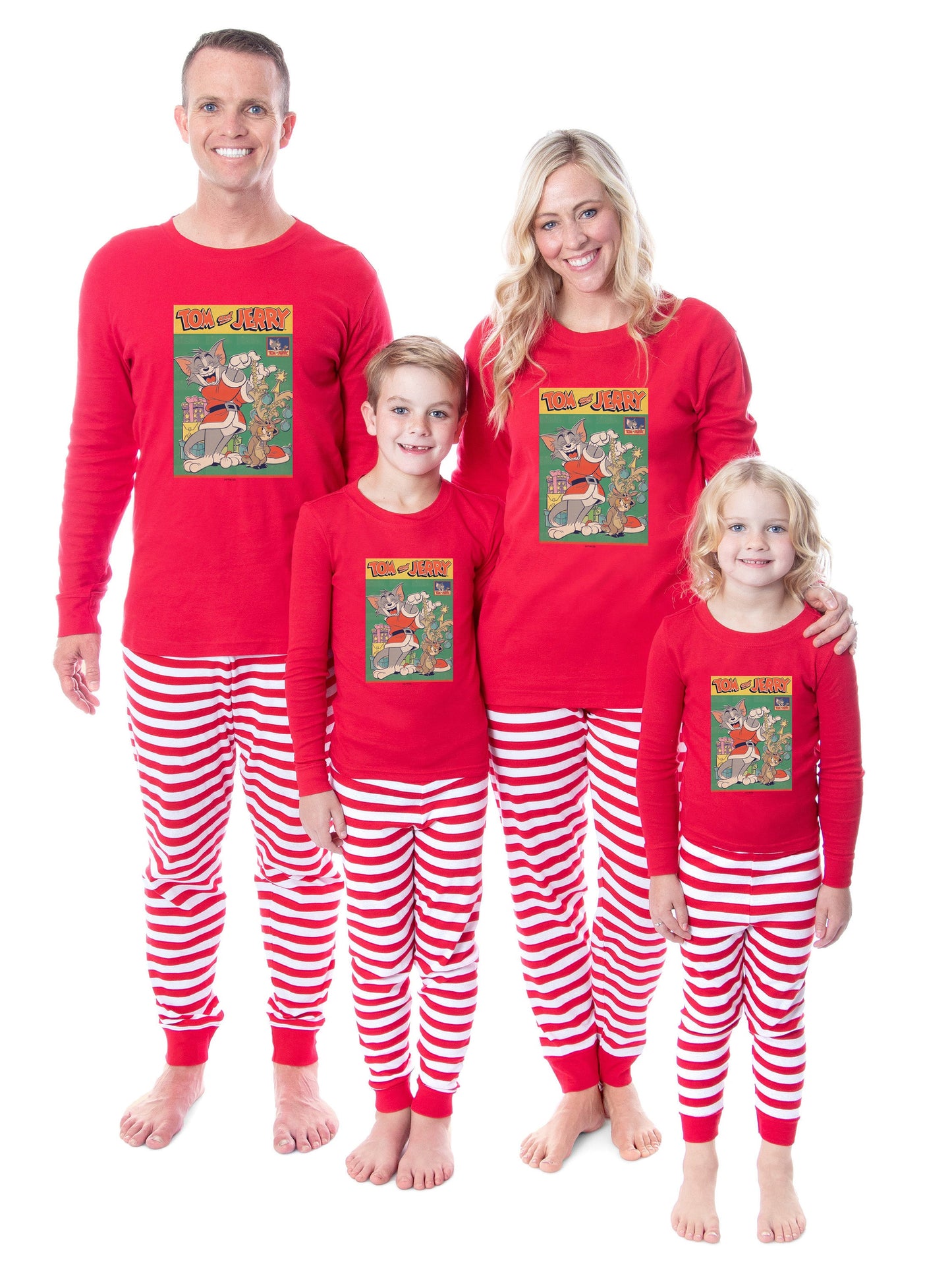 Tom And Jerry Christmas Santa Characters Unisex Child Adult Sleep Tight Fit Family Pajama Set