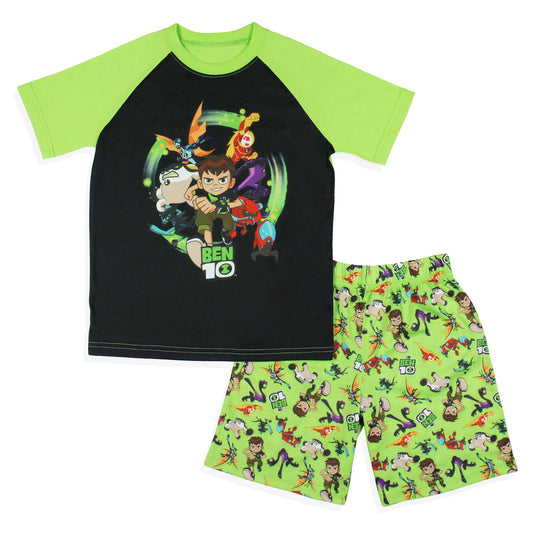 Ben 10 Boys' Cartoon TV Series Omnitrix Characters Aliens Sleep Pajama Set Shorts